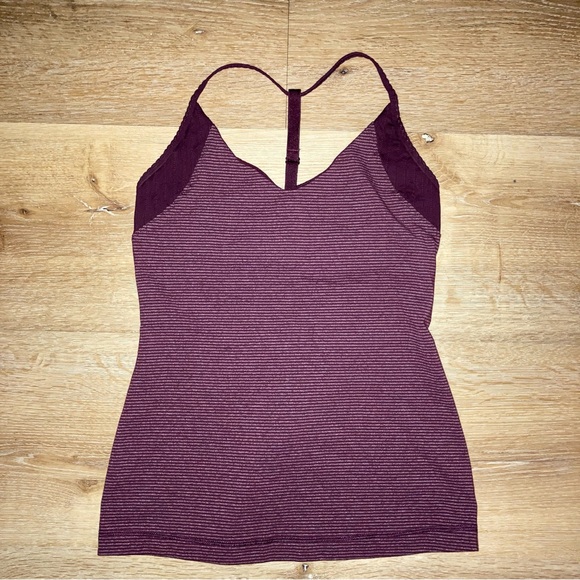 Lululemon Aphrodite Tank Tonka Stripe Bordeaux Drama / Heather’s Bordeaux Size 6 - Picture 3 of 11